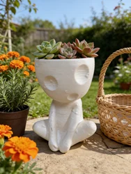 Simple Quirky Cute Doll Flower Pot Decoration Creative Living Room Dried Flower Arrangement for Friend Gift