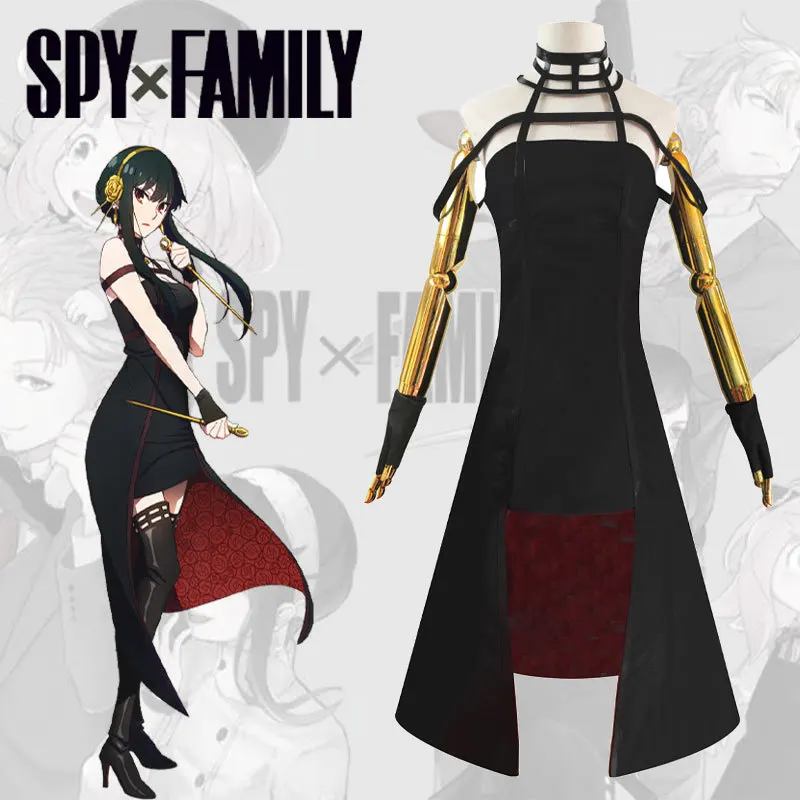 

Anime Spy X Family Yor Forger Cosplay Costume Wig Dress Suit Black Red Skirt Set Yor Briar Earring Long Hair Women Clothes Party