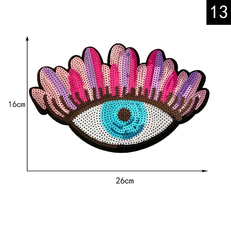 Evil Eye Embroidery Patches Fashion Sequin Appliques DIY Sewing Accessories Iron-on Stickers Punk Decoration Patch for Clothing