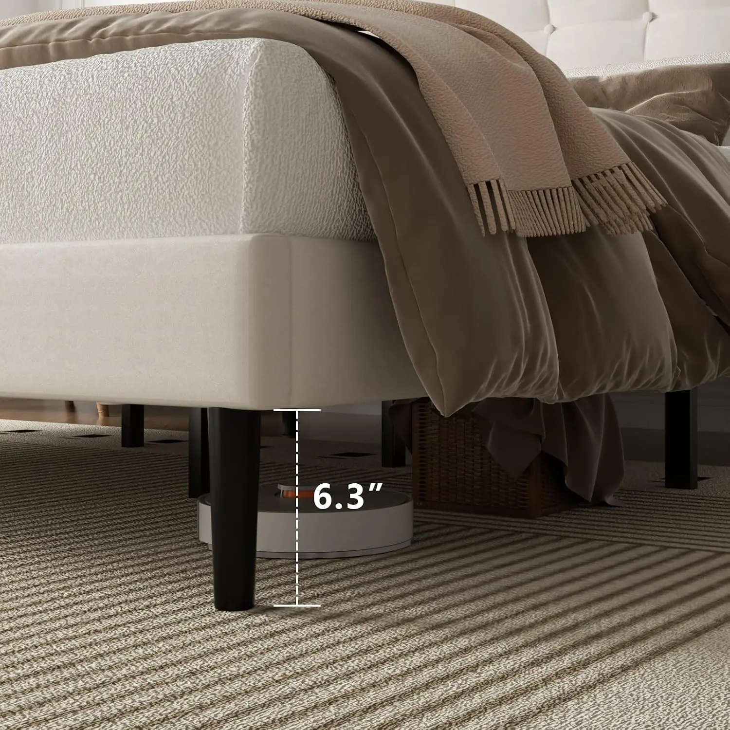 Queen Size Bed Frame, Queen Size Platform Bed Frame with Upholstered Button Tufted Headboard, Strong Wood Slats, No, Customized - view 6