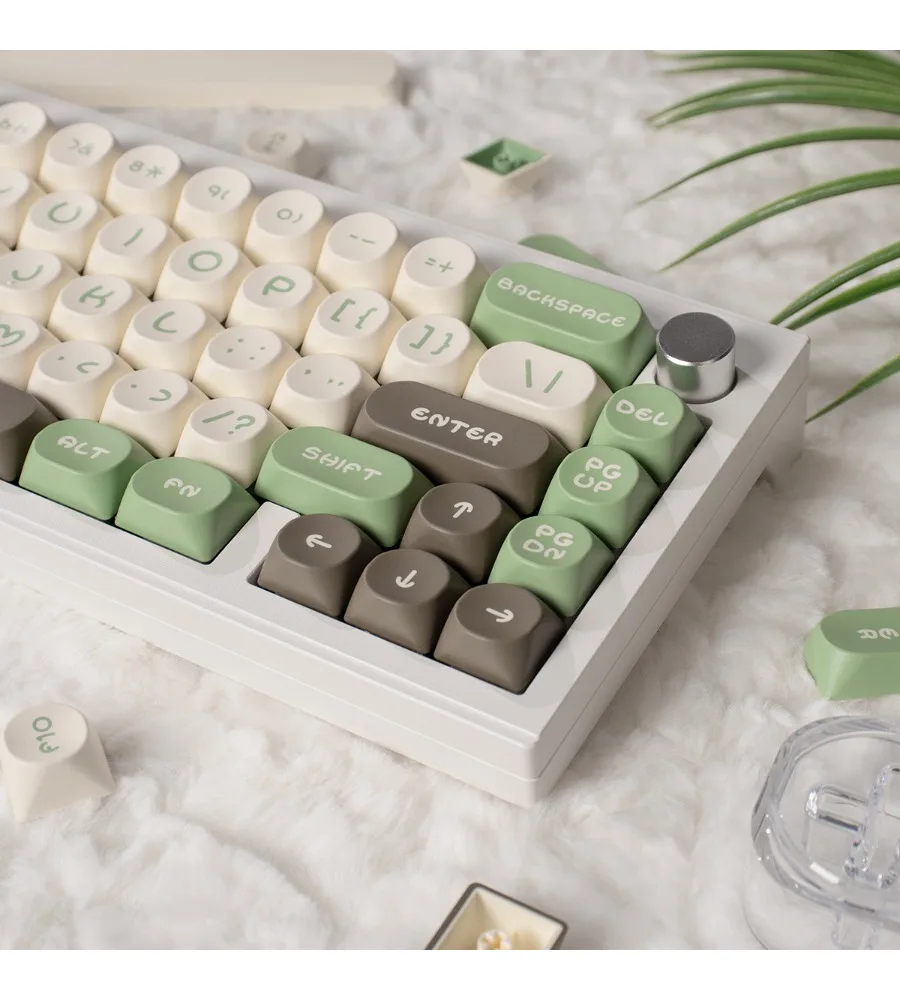 Brown-green mechanical keyboard keycaps are round and fresh PBT two-color injection molding 130 keys suitable for 61/68/84/87