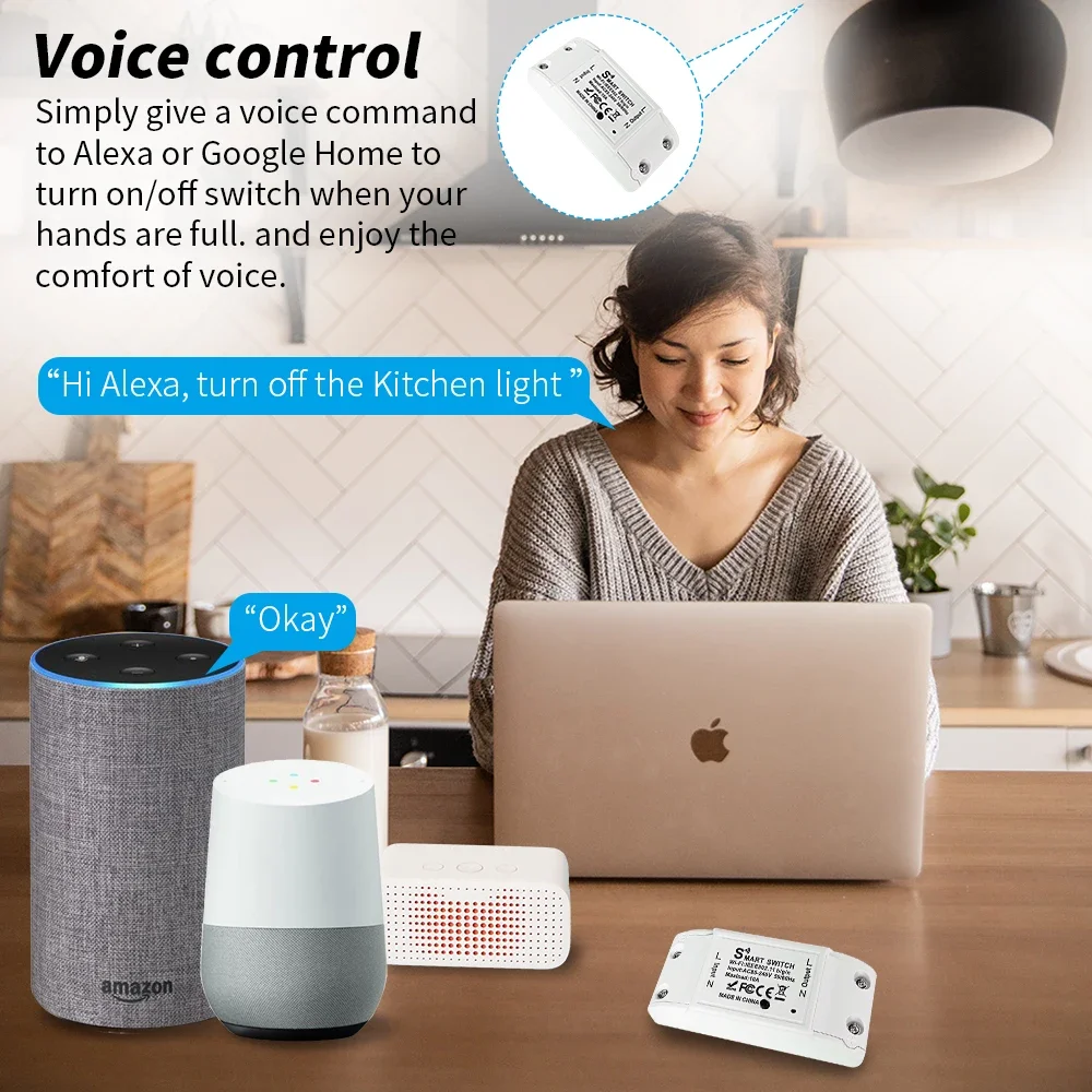 HomeKit Smart WiFi Switch 10A Mini Intelligent Breaker Wireless Remote Control Voice Control With Alexa Google Assitant Alice