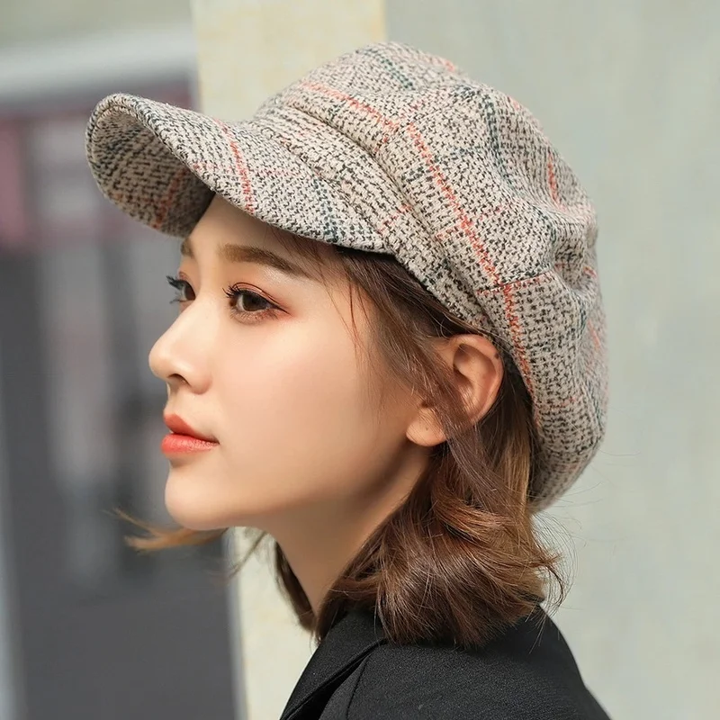 

Autumn Winter Wool Newsboy Cap Fashion Hats for Women Female Winter Cap Girl Visor Travel Beret Thick Vintage Warm Hats