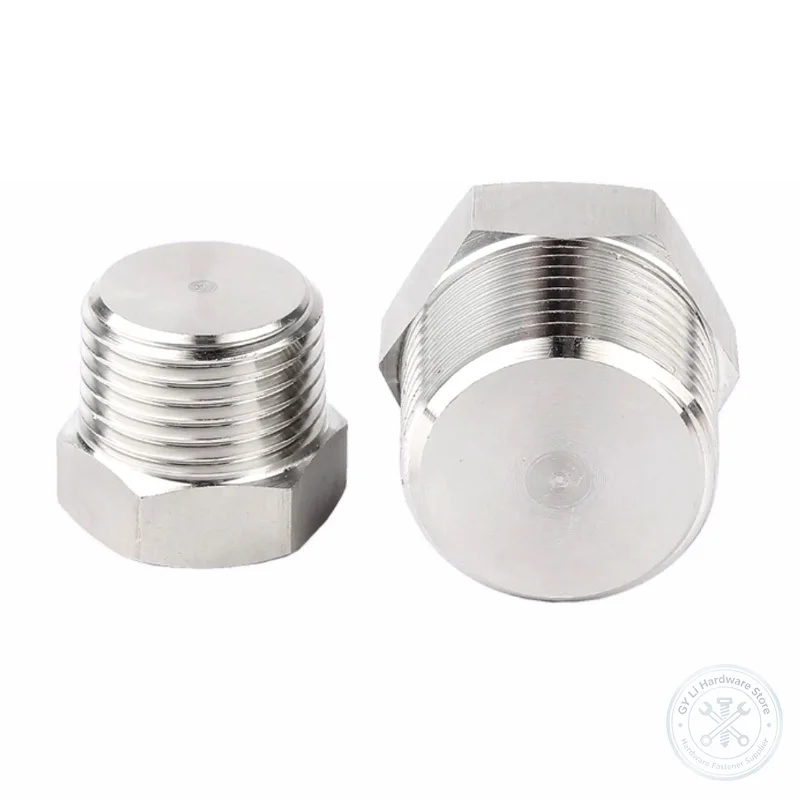 A2 304 Stainless Steel External Hex Pipe Plug NPT PT Taper Thread Oil Plug Stopper NPT1/8-NPT2 PT1/8-PT2 Hydraulic Water Seal