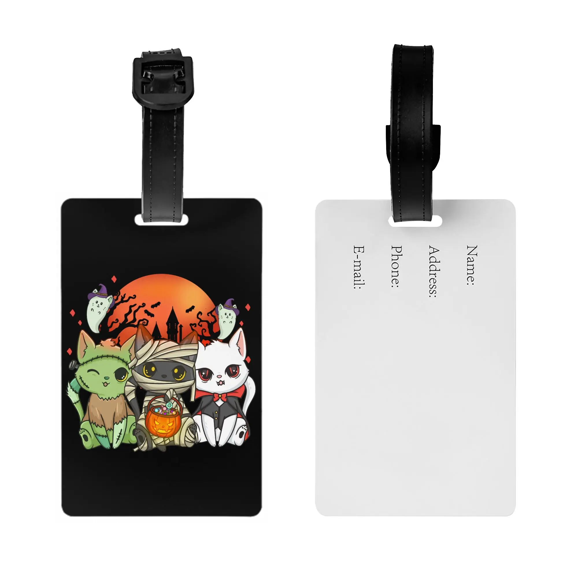 Halloween Cat Luggage Tag Custom  Baggage Tags Privacy Cover Name ID Card