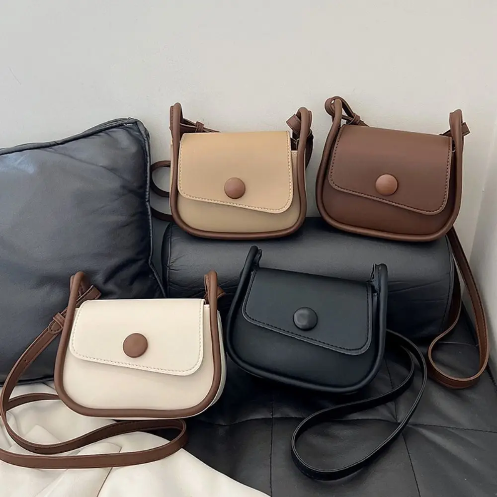 

Korean Style Shoulder Bag Solid Color Handbag Small Square Saddle Bag PU Leather Large Capacity Crossbody Bag Outdoor