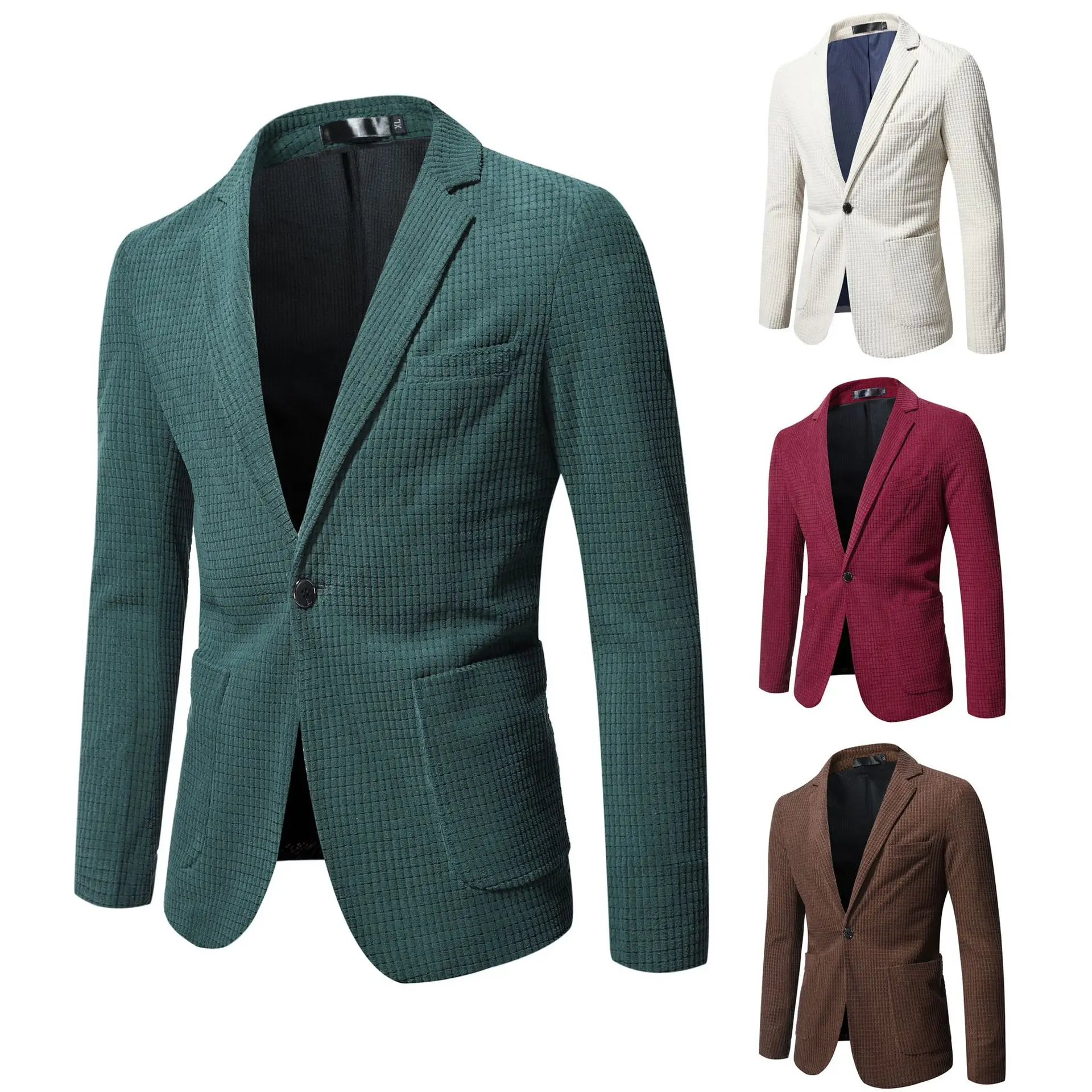 

Men's Slim Fit British Style Casual Suit Jacket Autumn Winter New Arrival Single Button Placket Pure Color Casual Wear