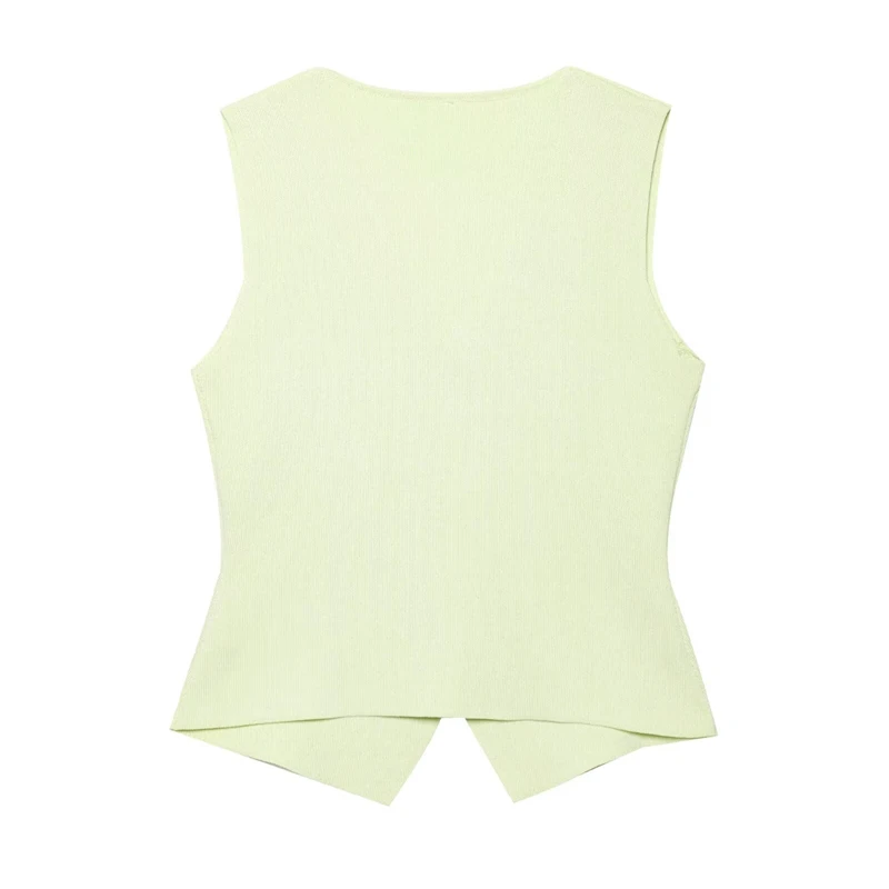 KEYANKETIAN 2025 летний новый офисный женский однотонный вязаный жилет, женский однобортный тонкий вязаный топ с v-образным вырезом и v-образным вырезом