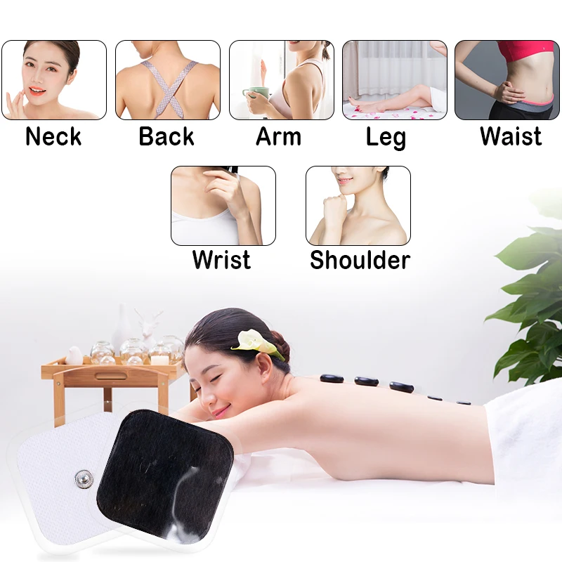 Parches estimuladores musculares eléctricos Tens, adhesivos reutilizables, masajeador de acupuntura Digital, almohadillas de masaje de electrodos de relajación