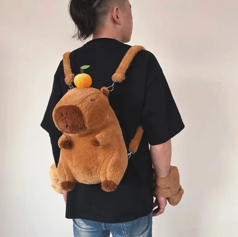 Capybara Plush Backpack Capybara Plush Toy Kawaii Plushie Doll Fur Bag Children\'s Bag Shoulder Bag Knapsack Bags Birthday Gifts