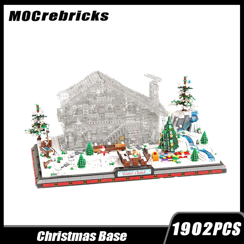 MOC-161582 inverno casa in legno Base natalizia modulare Building Block Assembly Model Brick Toy regali di natale per bambini