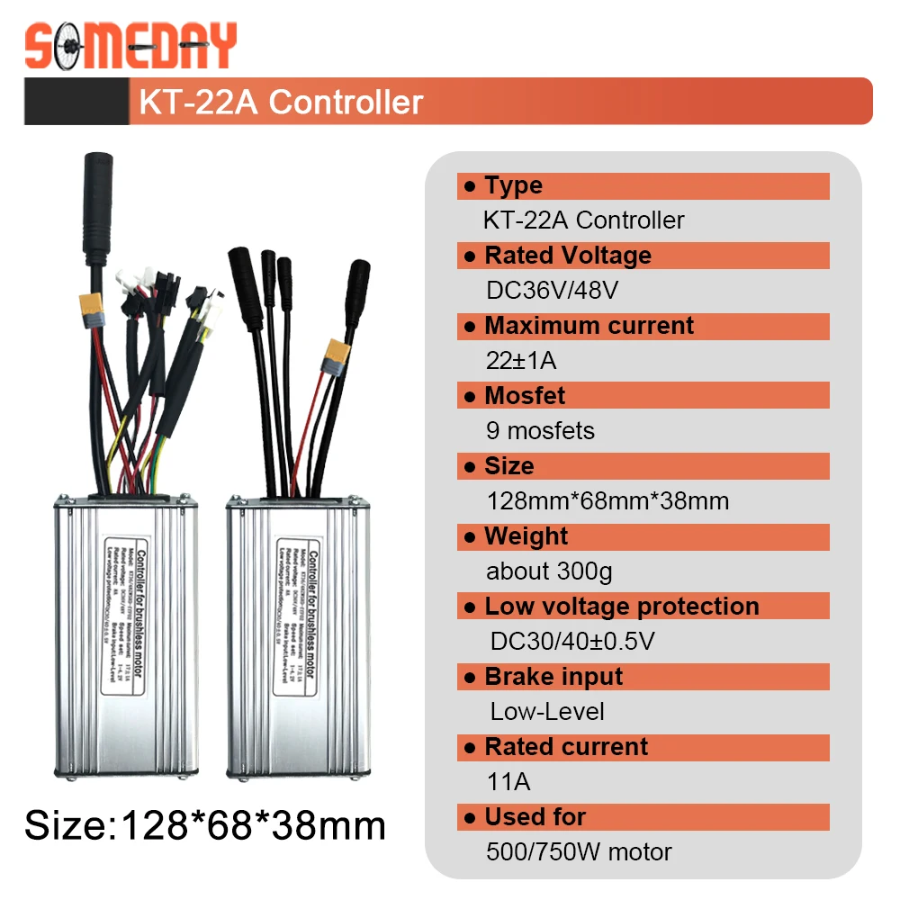 KT Ebike 22A 9 Mosfets Controller 36V 48V 500W 750W With LCD LED Display Ebike Parts Accessies For Electric Bike Conversion Kit