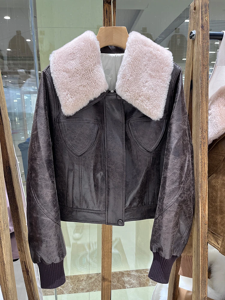 2025 moda mujer chaqueta de plumón de pato abrigo de gamuza Artificial manga larga Casual cálido mujer invierno prendas de vestir de lujo para mujer