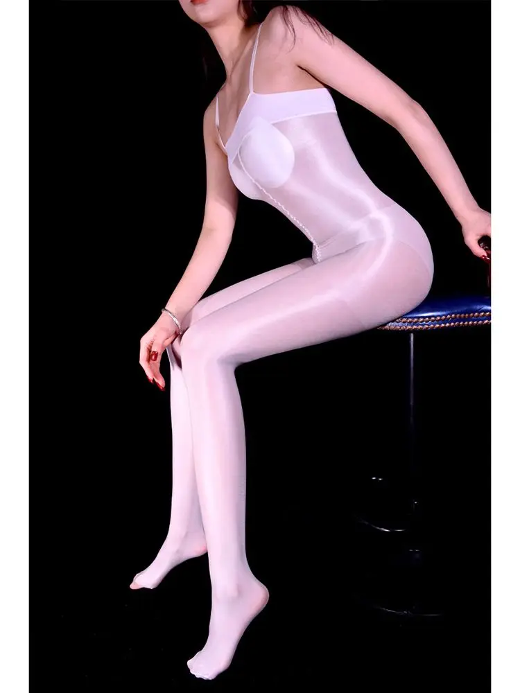 

Sexy Sleeveless Jumpsuit Spaghetti Strap Pantyhose Bodystocking Penis Sheath Close Open Crotch Bodysuit Tights Unitard Conjoined