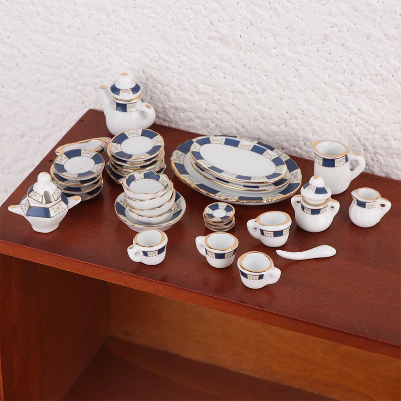 40 Uds. 1:6 1:12 casa de muñecas Mini juego de té y café de cerámica Kit de vajilla casa de muñecas decoración de cocina casa de muñecas juguete juego de simulación