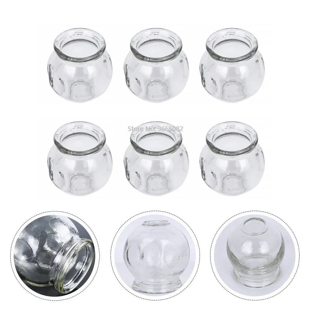 6 Pcs Fire Glass Cupping Chinese Medical Glass Cupping Instrument Treatment Kit for Health Care Vacuum Cupping Therapy Jar