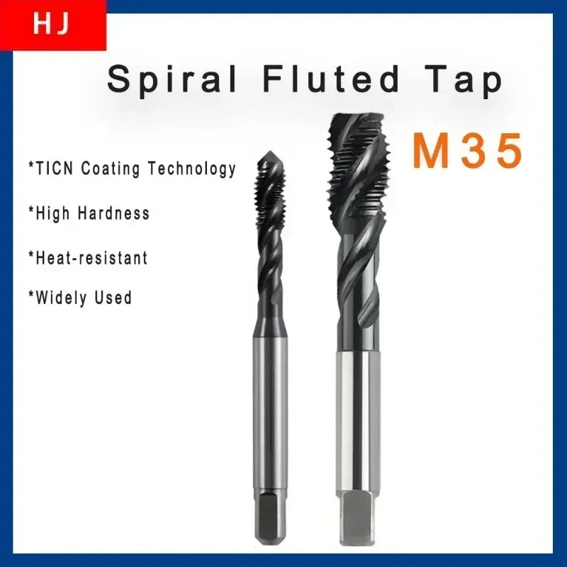 10PCS HSS M35 TICN Coating Spiral Fluted Tap M2 M3 M4 M5 M6 M8 M10 M12 M16 Metric Machine Screw Thread Taps Screw Tapping Black