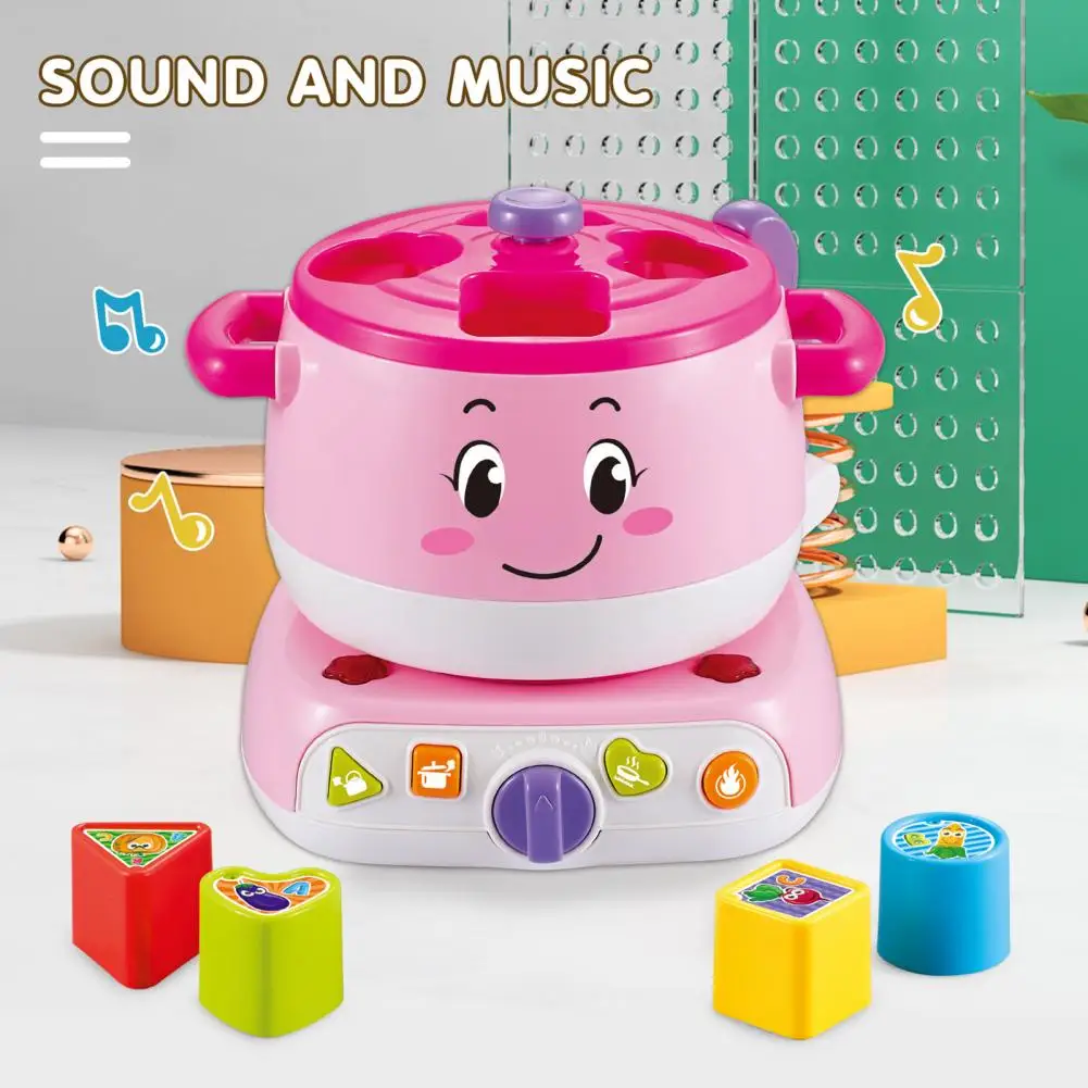 Imaginative Play Kitchen Set Educational Cooking Toy Set with Lights Music for 1 Year Old Girls Montessori for Shape for Kids