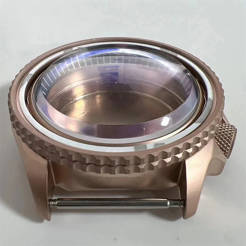 Cassa dell'orologio in oro rosa con sabbiatura da 41.5MM adatta per movimento NH35 NH36 cassa in acciaio inossidabile 316L quadrante da 28.5mm