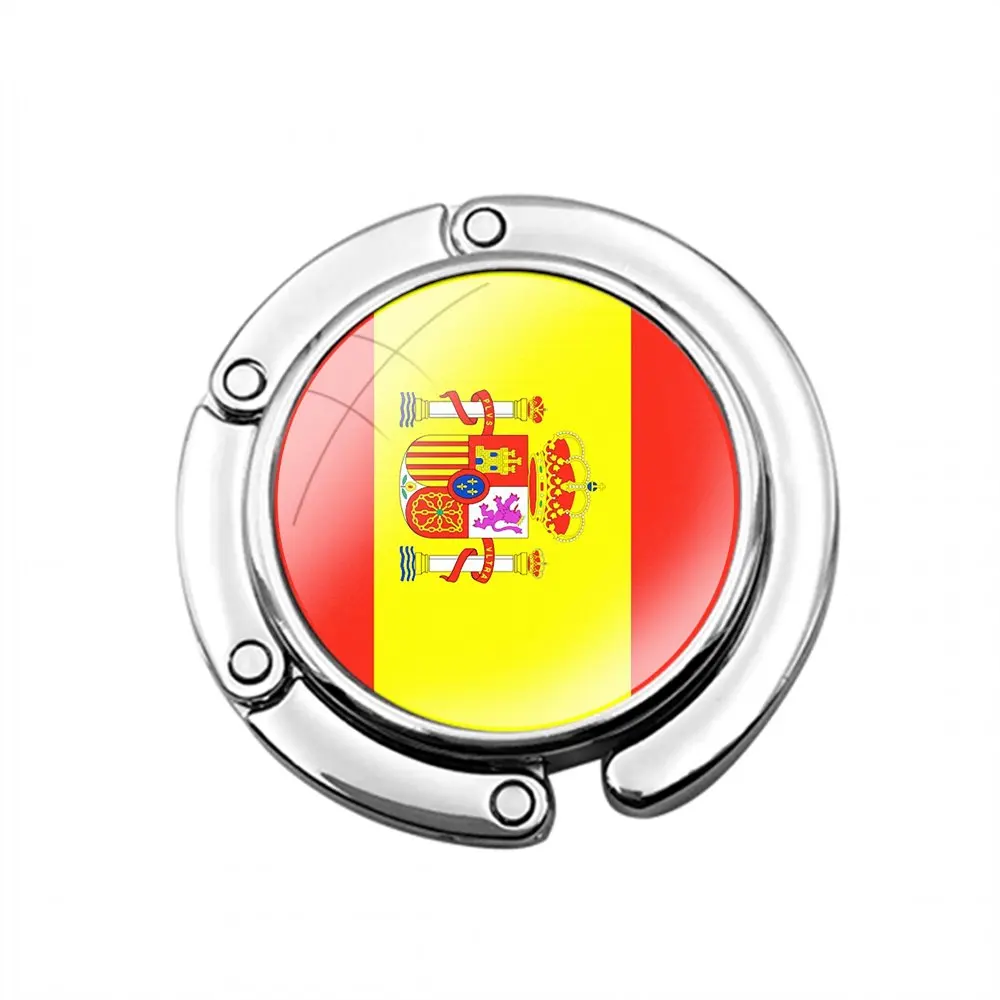 Spain Coat of Arms Flag Foldable Purse Hook for Women's Table Handbag Storage Folding Decor Table Hook