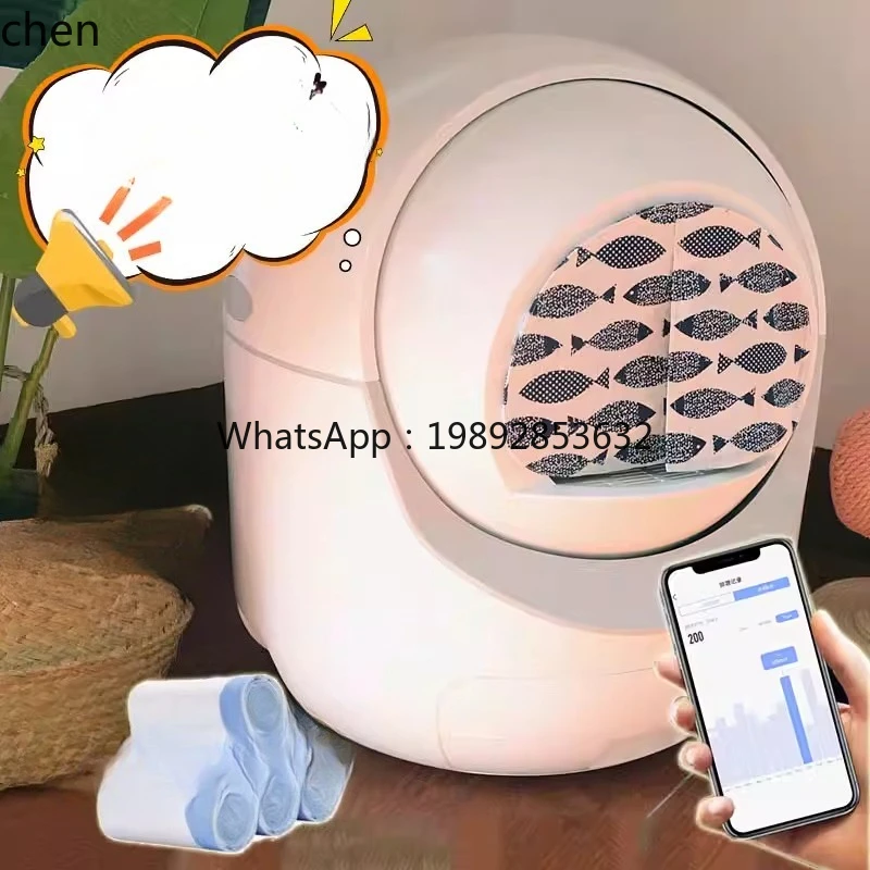 Inodoro inteligente para gatos, caja de arena eléctrica automática para gatos, desodorización remota cerrada, Taiwán, 110V