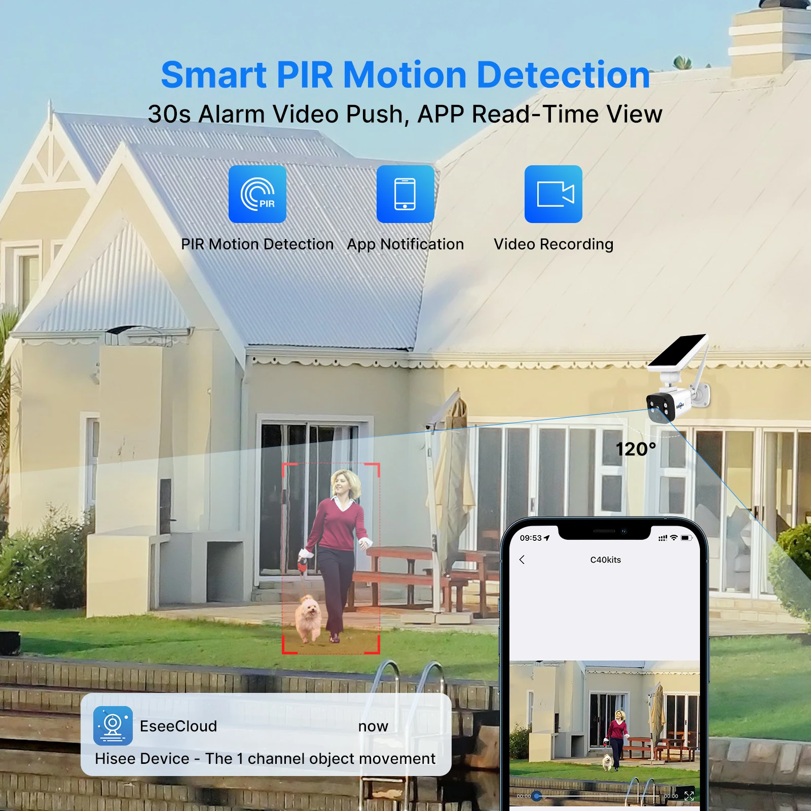 رؤية ليلية Hiseeu بدقة 4 ميجابكسل عالية الدقة مع نظام كاميرا CCTV صغير Nvr للمنزل يعمل بالطاقة الشمسية ونظام كاميرا CCTV لاسلكي خارجي