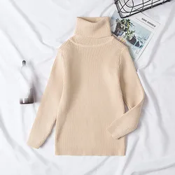 Kids Pullover Top Solid Color Knitted Bottoming Sweaters Children Clothing Autumn Winter New Baby Boys Girls Turtleneck Sweaters