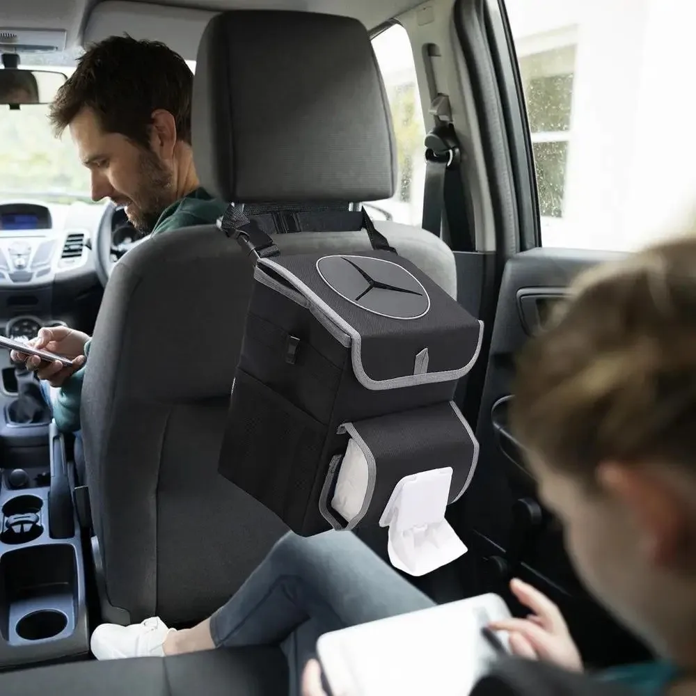 

Складной автомобильный мусорный бак, водонепроницаемый, с держателем для салфеток, легко устанавливаемый, герметичный, для утилизации отходов в автомобиле