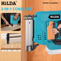HILDA Electric Nail Gun 2 in 1 Brushless Straight Staples Cordless Nail Gun Portable Home DIY Power Tools For Makita 21V Battery