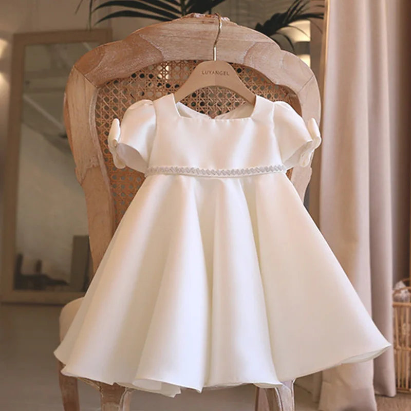 

Baby Kids Princess Satin Sashes Bow Flower Girl Dress Children First Communion Dress Ball Gown Wedding Party Dress Birthday