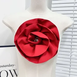Handmade Fabric Large Flower Brooch Fashion Elegant Corsage Lapel Pins for Women Wedding Party Bagde Accessories Jewelry Gifts