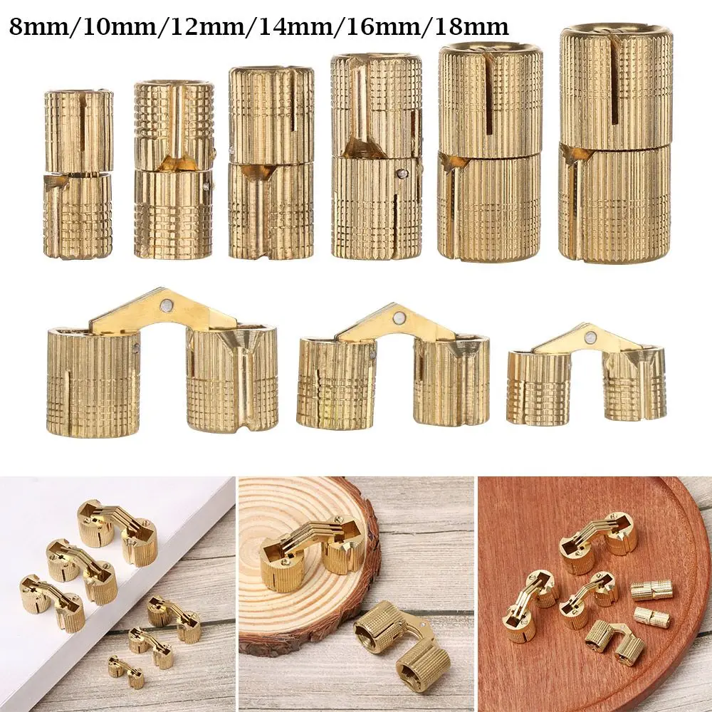 

New 8-18mm Brass Hinges Invisible Concealed Furniture Hinges Cylindrical Hinges Gift Box
