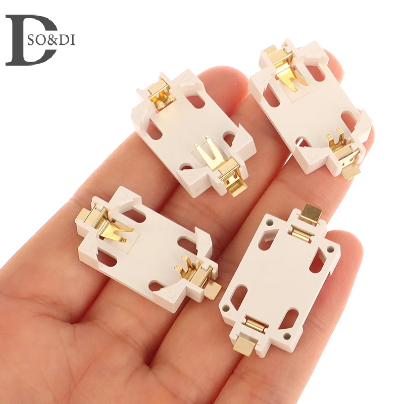 10Pcs DIY Accessories White Housing Gold-Plated Button Battery Holder For CR2032 SMD Socket Cases