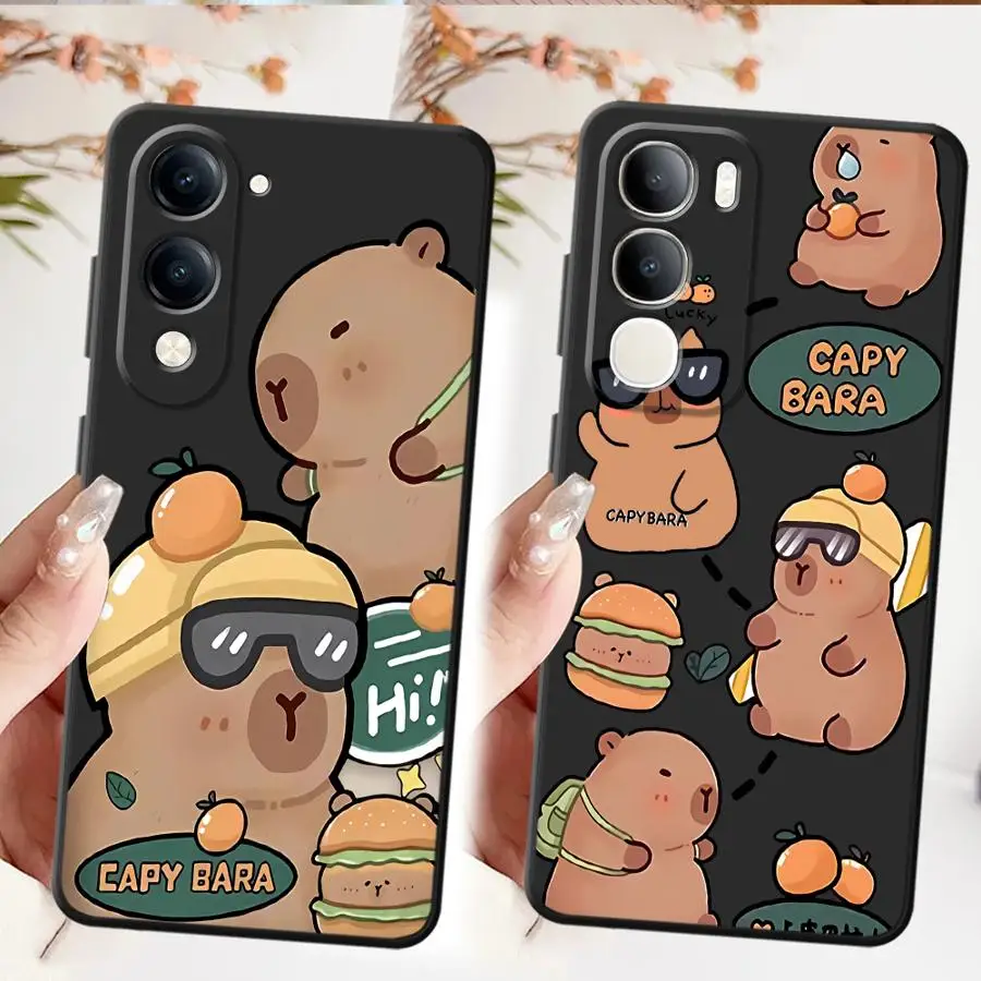 Capibara Custodia carina per Vivo Y75 Y81 Y52S Y93 V27 Y53S V29 V21E V23 Y50 Y95 Y71 Y91 Y51S Y78 V25 V30 Cover posteriore morbida per telefono