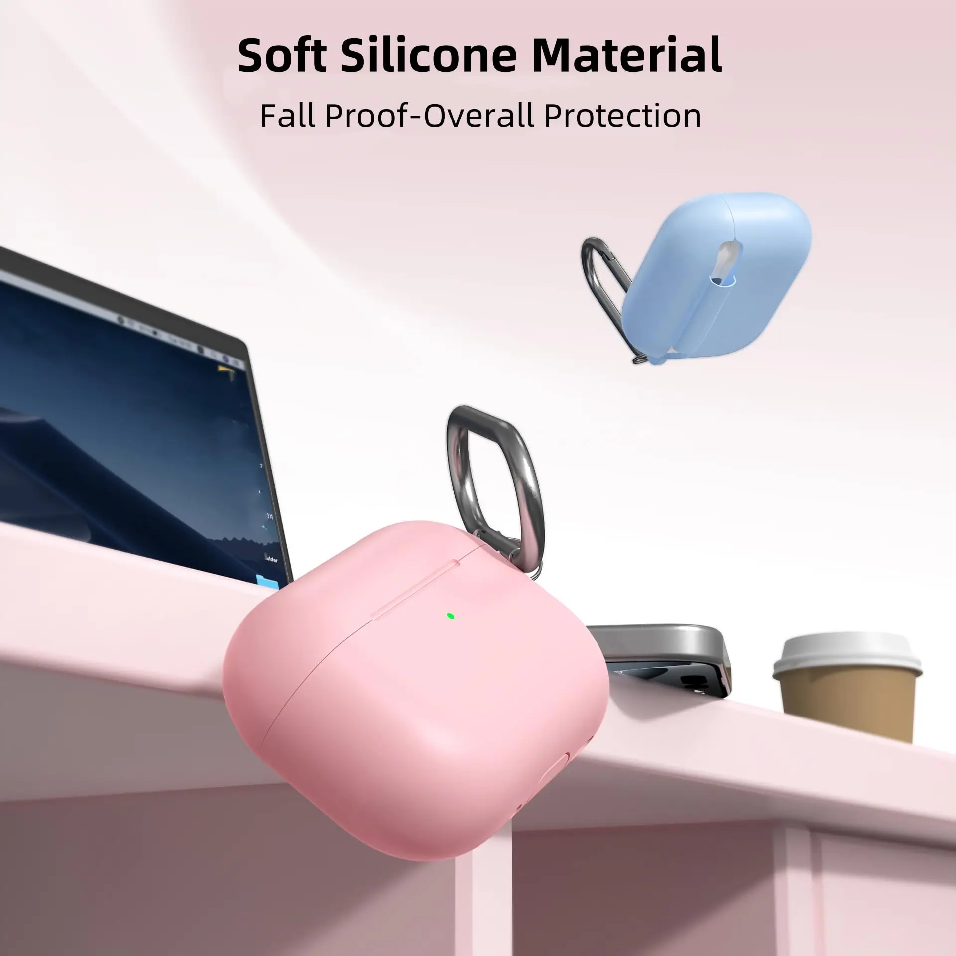 غطاء حافظة AirPods Pro 3 (2025) مع حافظة جلدية من السيليكون الناعم بسلسلة مفاتيح 【LED أمامي مرئي】 حماية كاملة لأجهزة AirPods Pro 3