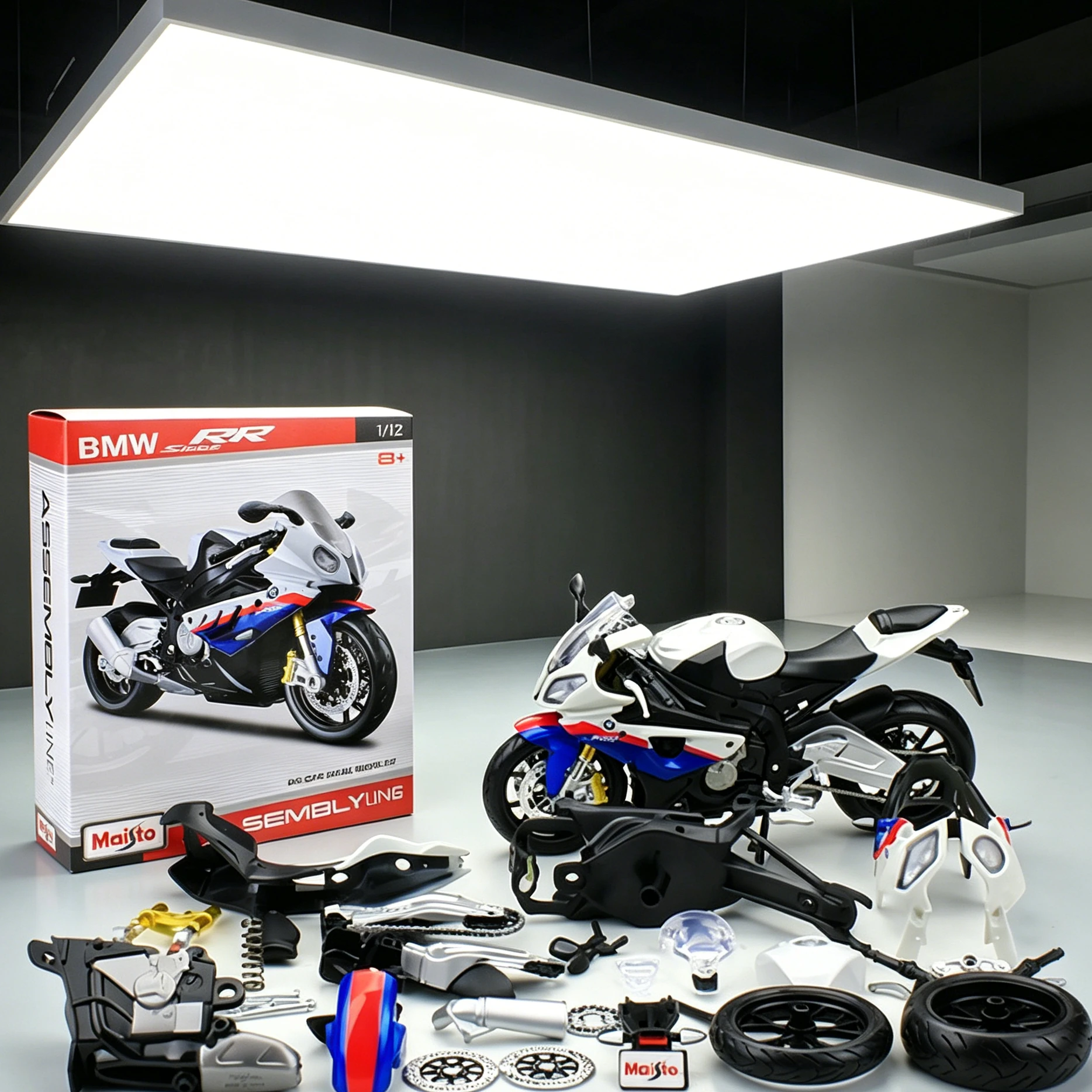 Maisto 1:12 BMW S1000RR Assemble Kit Motorcycle Model, Die Cast Racing Bike Assembly Toy Replica with Detailed Parts
