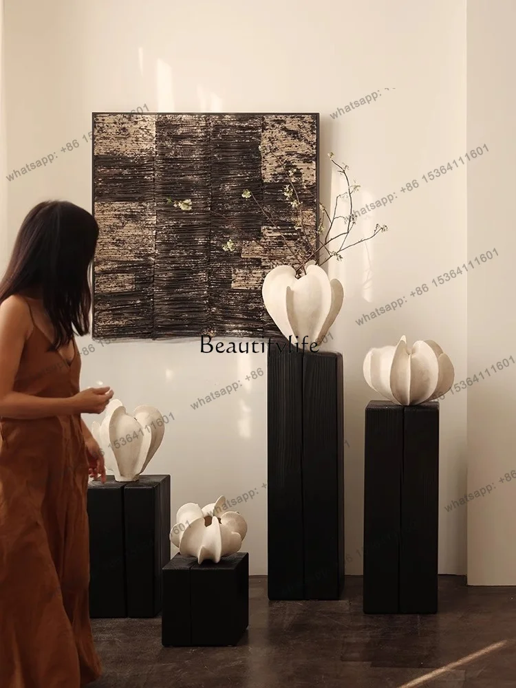 Best Sellers Wabi Silent Wind Floor Sculpture Ornament Table Retro Carbonized Wood Post Base Pier