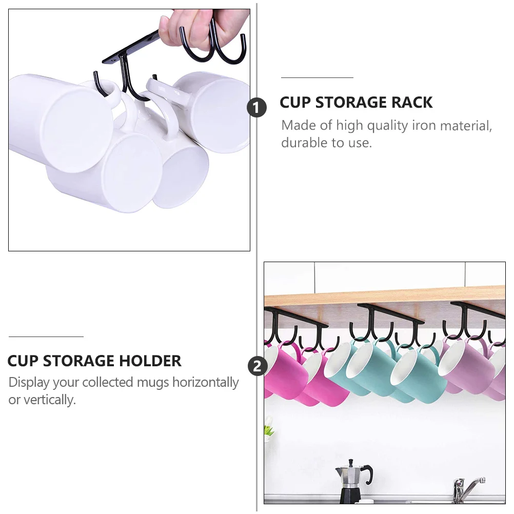 

Rack Organizer for Cup Glass Holder Mug Display Stand Holders Black Storage