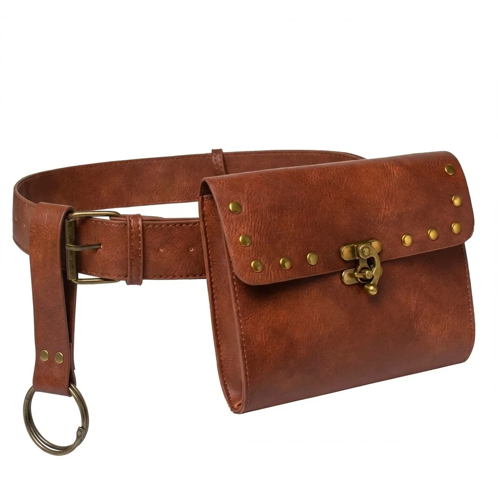 Renaissance Cosplay Props Medieval Viking Style Pu Leather Waist Belt Vintage Belt Pouch Skirt Clip Halloween Role-play Costumes