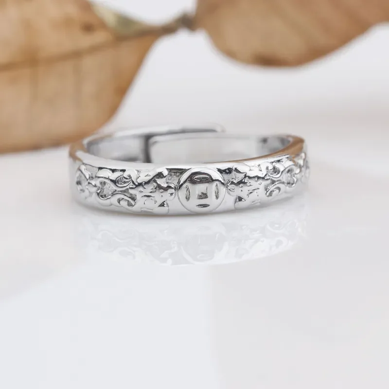 Copper Coin Pixiu Ring Simple Advanced Sense Men's Trend Single Lucky Index Finger Ring Versatile Personality Niche Open Ring