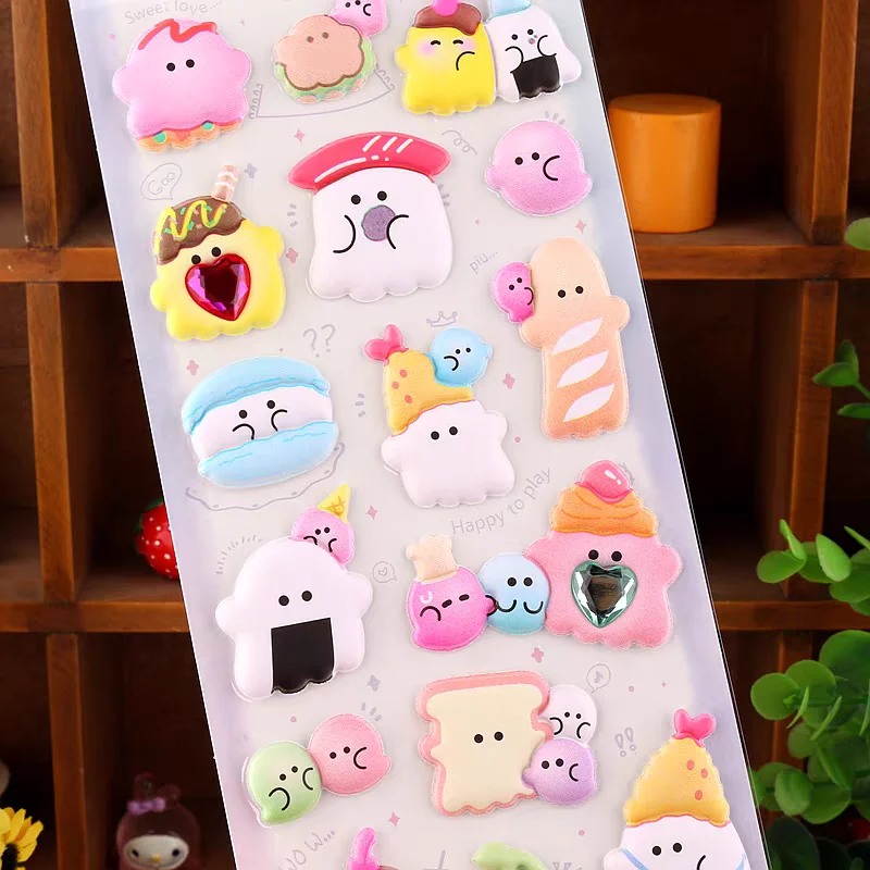 4 pcs Cartoon Ghost Diamond 3D Puffy Sticker Scrapbooking Diy Journal Stationery Sticker Cute Decor School Supplies Gift