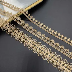 1 Yards Gold Embroidery Flower Lace Trim Handmade Patchwork Ribbon Sewing Supplies Craft