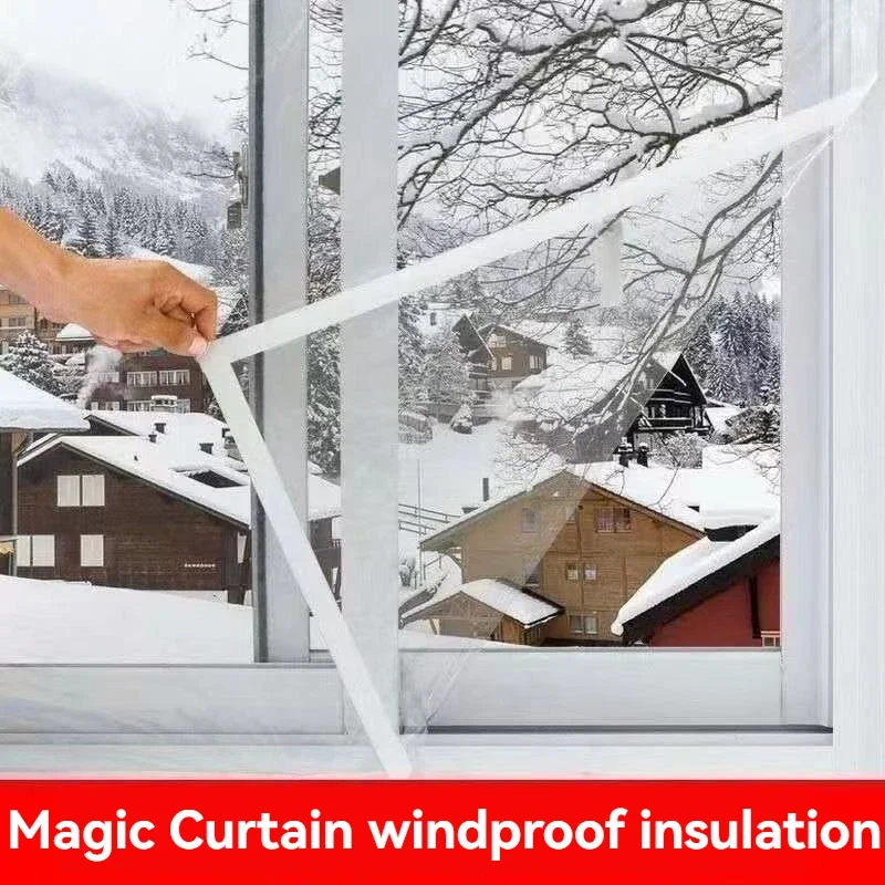 Winter Transparent Windproof Warmth Curtain Sealed Windows Bedroom Thickened Plastic Sheet Thermal Film Frostproof Coldproof Win