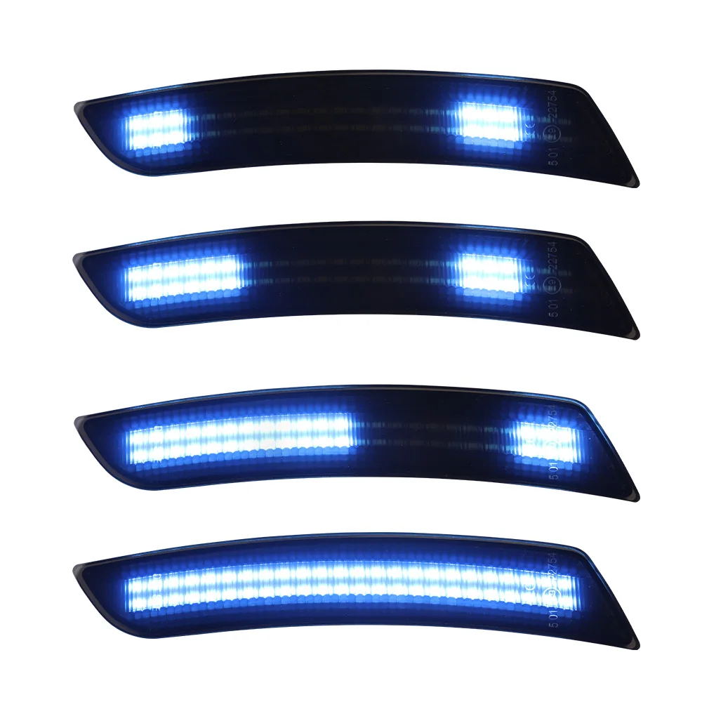 Dynamic Blue Led Smoked Front Rear Side Marker Lighs for Chevy Camaro 2016 2017 2018 2019 2020 2021 2022 2023 6th gen Camaro