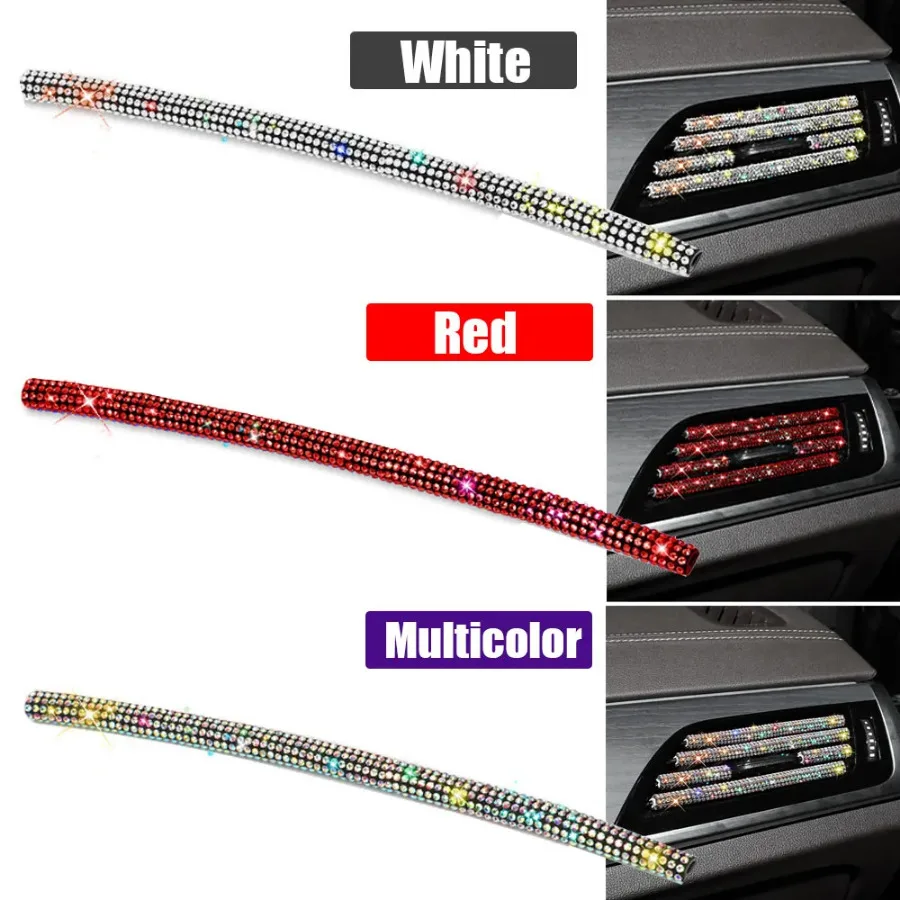 

Car Air Conditioner Outlet Decorative Strips U Shape Clip Rhinestones Grille Sticker Diamond Auto Interior Universal Accessories