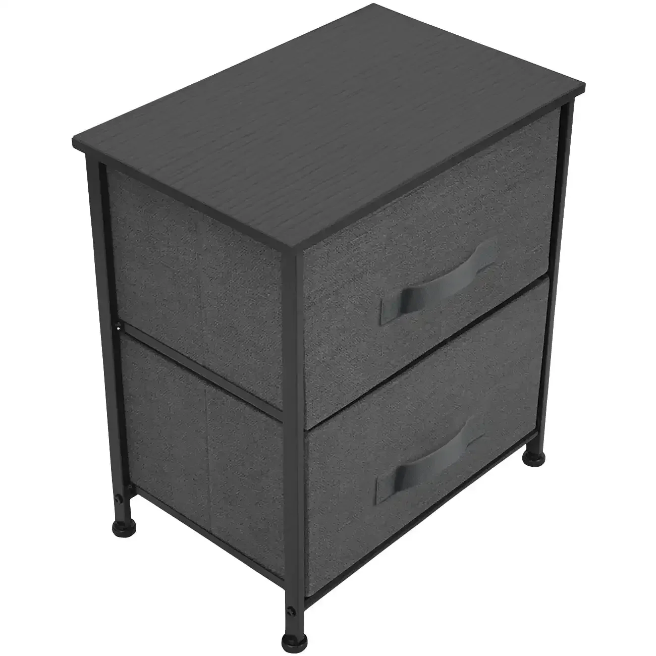 Classic Nightstand with 2 Drawers, Black