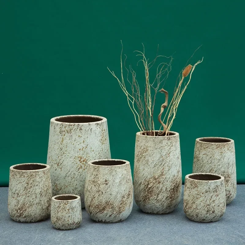 for Retro Ceramic Handicrafts Large Floor Standing Coarse Pottery Vase Earth Clay Jar Handmade Decorative Ornament Home Decor