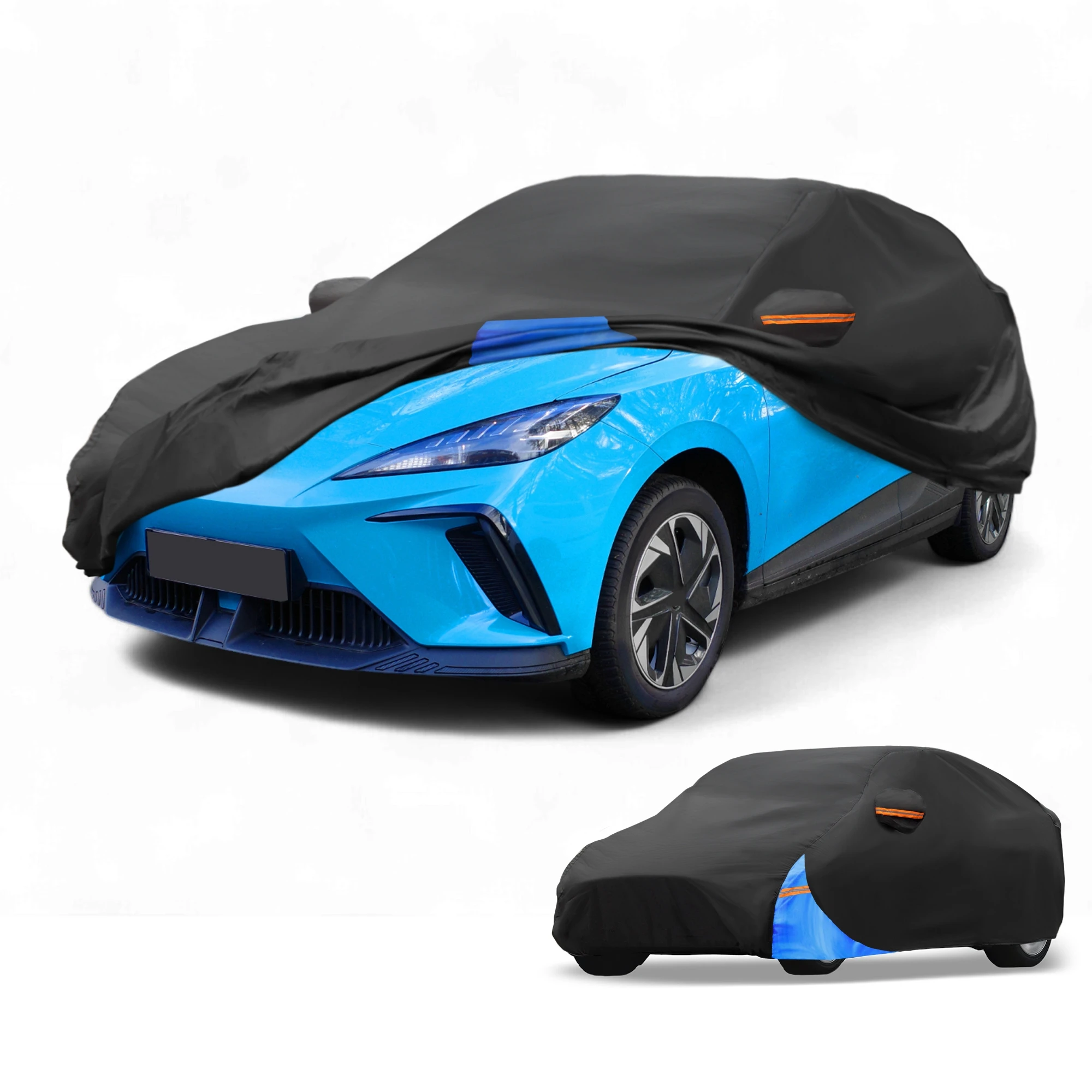 

Motoforti Car Cover Waterproof All Weather for MG 4 with Zipper Black Blue 210D-PU