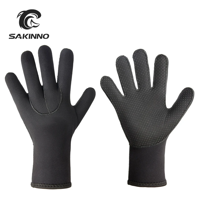 ถุงมือน้ำ,3มม.และ5มม.Neoprene Five Finger ชุดว่ายน้ำอุ่นฤดูหนาวถุงมือสำหรับดำน้ำดำน้ำดูปะการังพายเรือท่องเรือคายัค