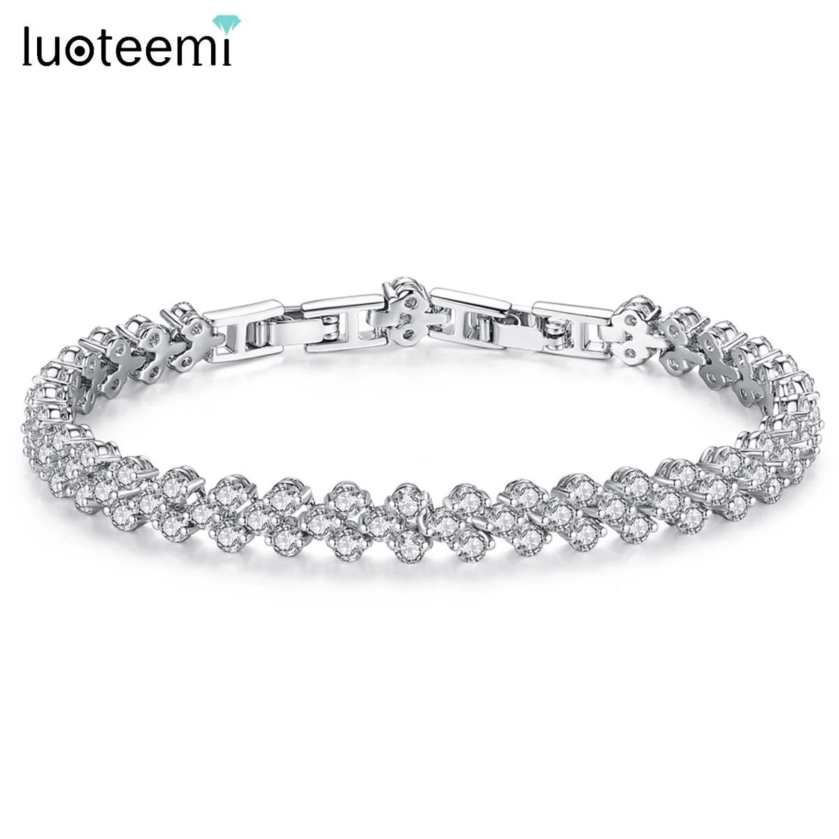 LUOTEEMI Roman CZ Wedding Bracelet Luxury Romantic Cubic Zirconia Bridal Women Bracelets Party Anniversary Jewelry Girl Gift